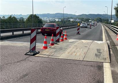 Die provisorische Dehnungsfuge auf der A1
