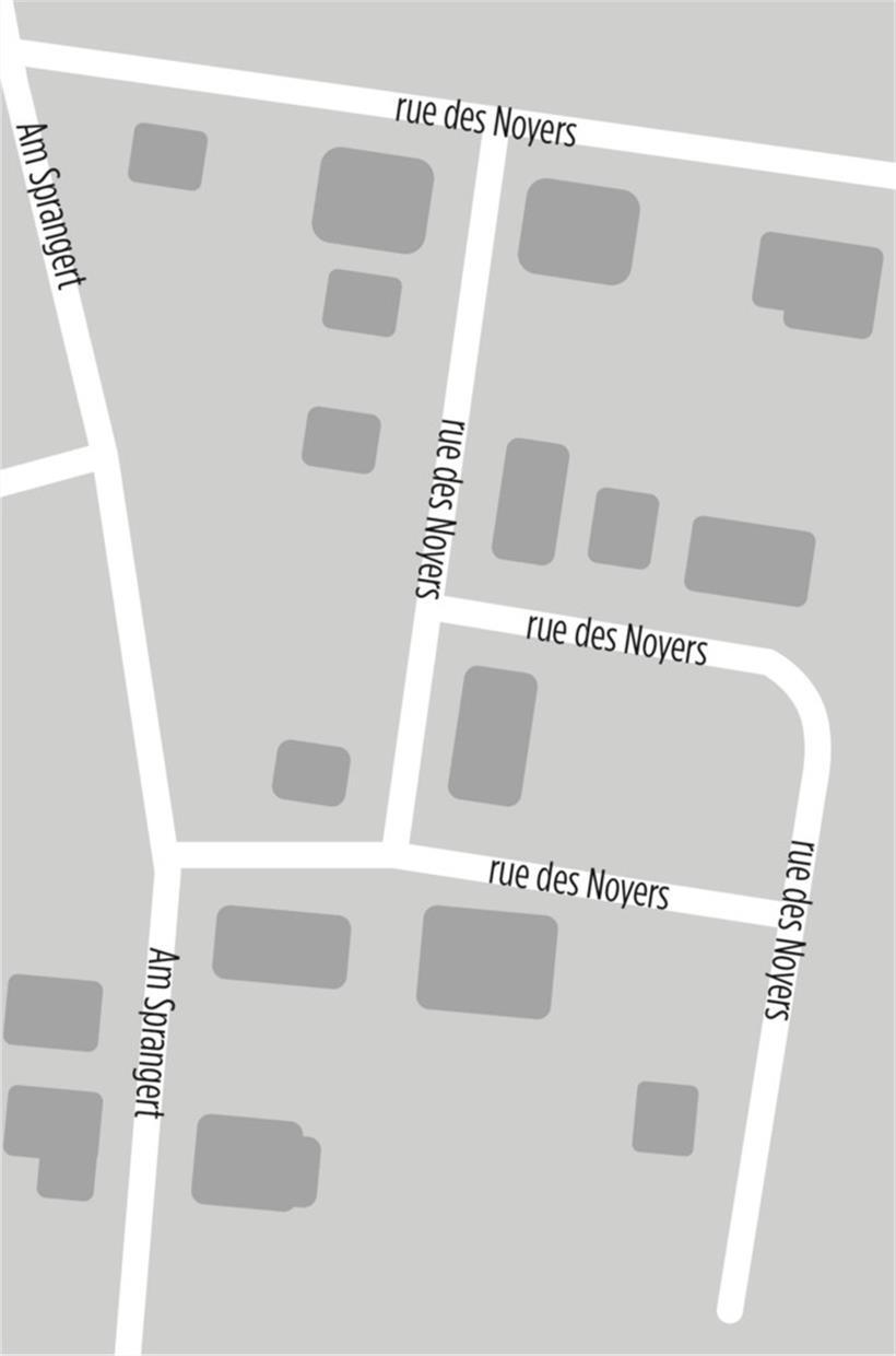 Die rue des Noyers in Beringen gliedert sich in gleich mehrere Teile
