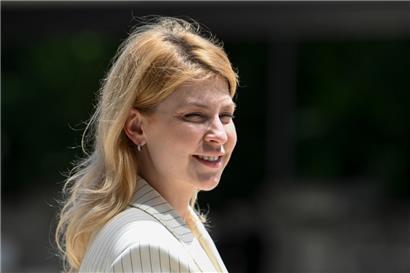 Die ukrainische Vize-Premierministerin Olha Stefanishyna ist zuständig für die europäische Integration ihres Landes und freute sich am Dienstag in Luxemburg über den formellen Beginn der Beitrittsverhandlungen
