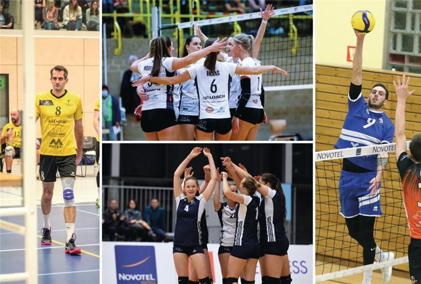 Die vier Kapitäne der Finalteams: Ralf Lentz (links), Nathalie Braas (oben), Cindy Schneider (unten) und Steve Weber (rechts)
