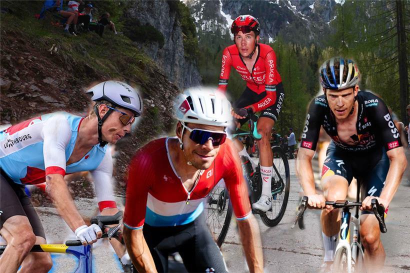 Die vier luxemburgischen WorldTour-Profis Alex Kirsch, Kevin Geniets, Michel Ries und Bob Jungels (von links nach rechts)
