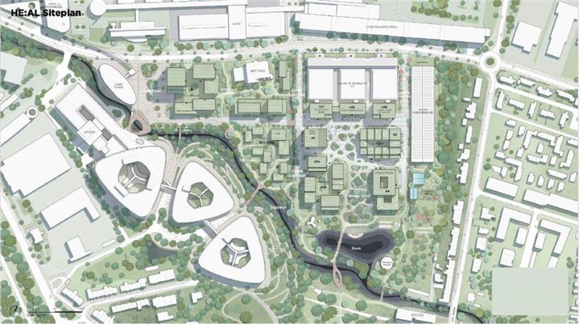 Die vorgesehene Gestaltung des Viertels in Plan-Ansicht
