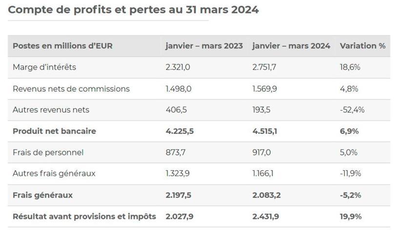 Die zusammengerechnete Gewinn- und Verlustrechnung der 117 in Luxemburg aktiven Banken (ohne ihre ausländischen Niederlassungen und Tochtergesellschaften)
