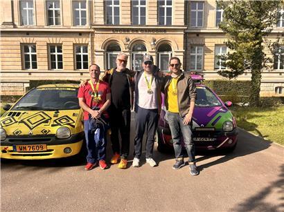 Zwei LGE-Teams mit Alain Berg, Christian Schaack, Gianni Mersch und Diego Militello bei ihrer Rückkehr am Tag