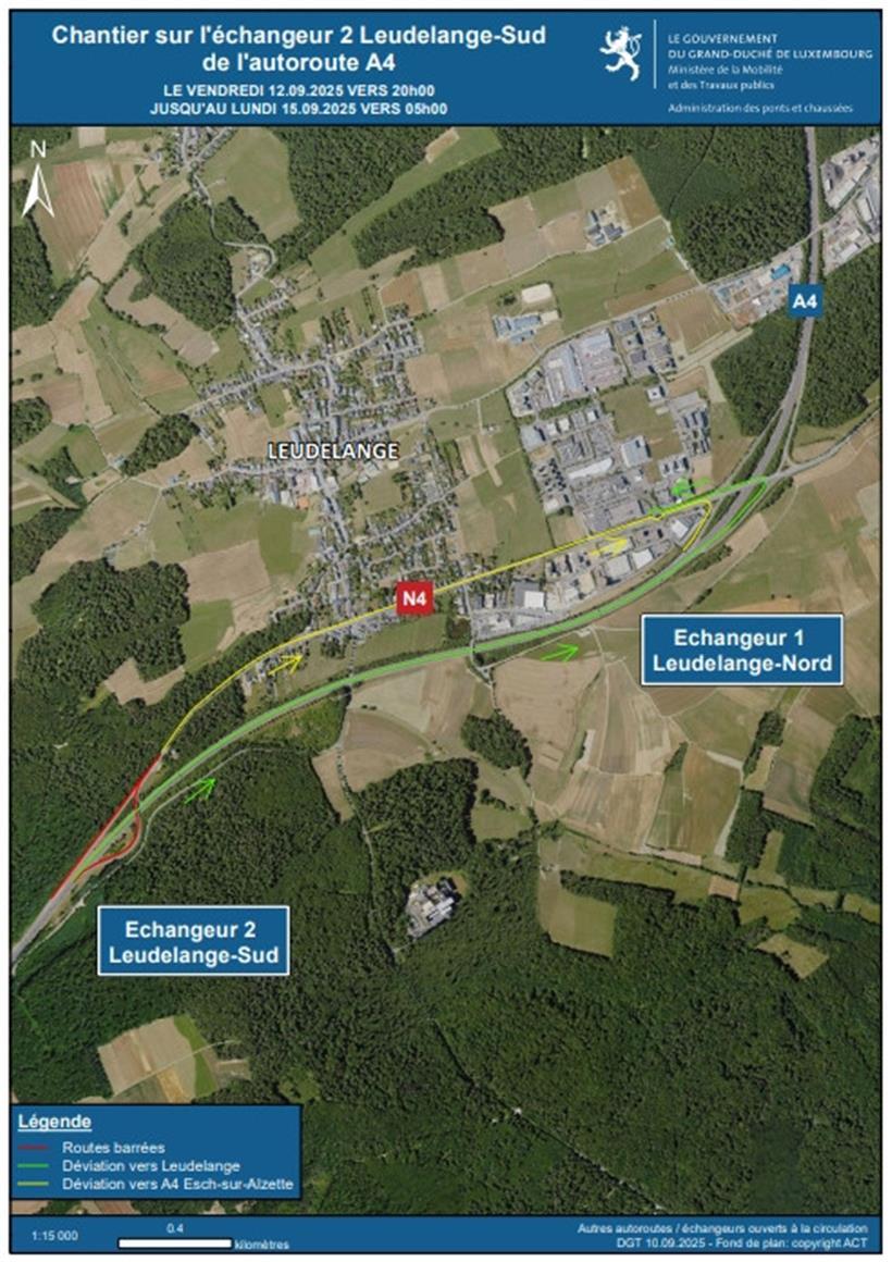 Die Anschlussstelle Leudelingen-Süd wird über das Wochenende gesperrt
