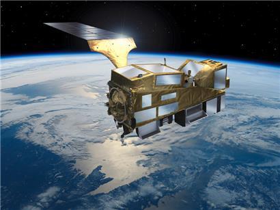 Diese undatierte computergenerierte Illustration, die von der Europäischen Weltraumorganisation (Esa) herausgegeben wurde, zeigt den Satelliten MetOp SG-A
