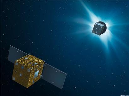 Diese undatierte künstlerische Illustration, die von der Europäischen Weltraumorganisation (ESA) herausgegeben wurde, zeigt die beiden Satelliten der Mission Proba-3
