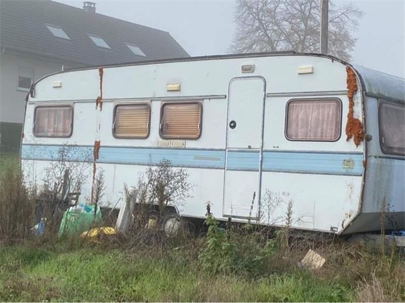 Dieser Wohnwagen aus den 70er Jahren wird gänzlich umgebaut, damit dort später Jungpflanzen gezogen werden können

