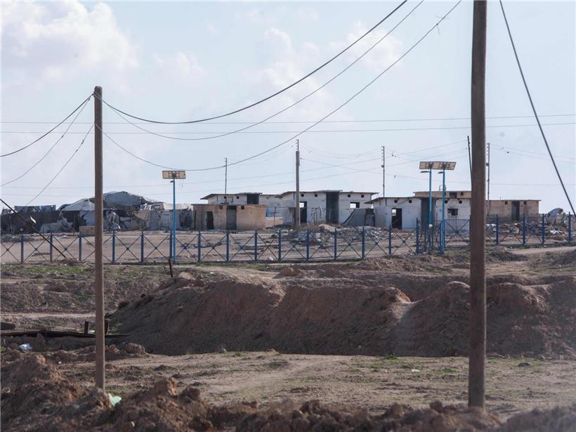 Luftaufnahme des geschlossenen Flüchtlingslagers Al-Hol in Hasakeh, Syrien, einst für IS-Angehörige genutzt, Februar 2026.
