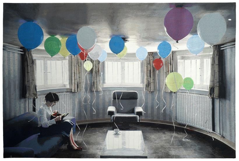 Dieses Kunstwerk wurde 2019 ausgezeichnet: Vervlogen (Bygone) von Jenny Ymker, 2018, Gobelin, 193 x 291 cm
