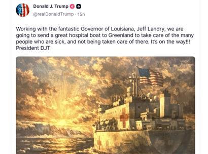 Donald Trump kündigt auf Truth Social die Entsendung eines Schiffes in einer offiziellen Ankündigung an