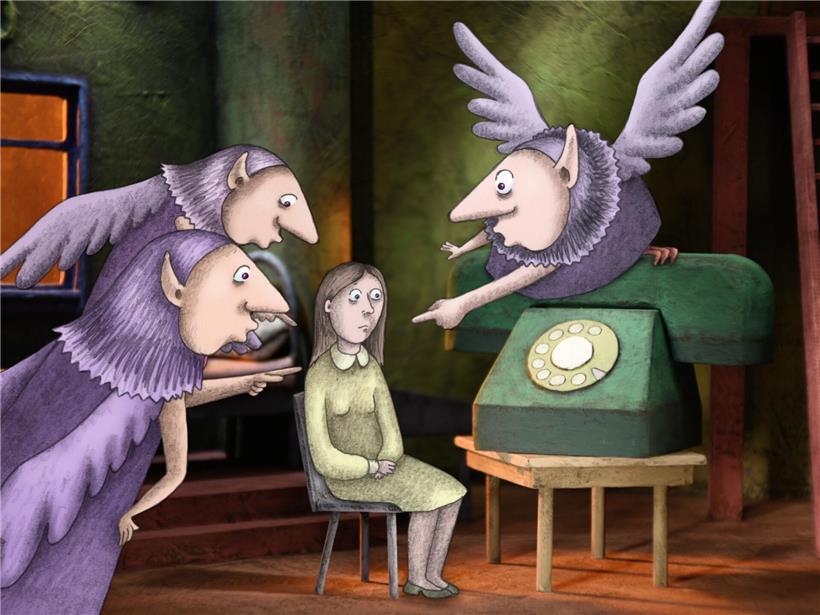 Drei Sirenen flüstern der Protagonistin Zelma im Film geheimnisvolle Botschaften zu