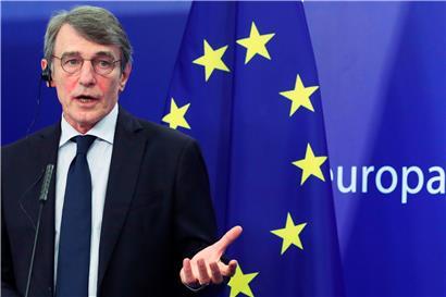 EP-Parlamentspräsident David Sassoli gab gestern Erklärungen zur Haushaltseinigung mit dem EU-Rat
