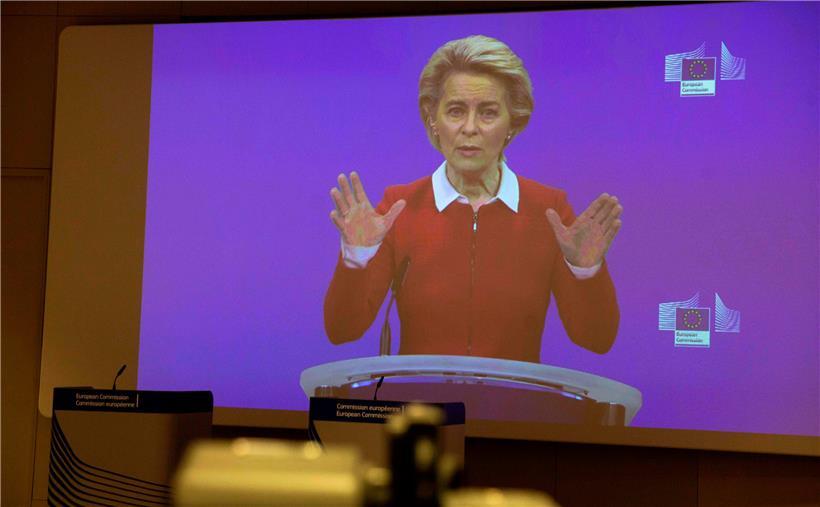 EU-Kommissionspräsidentin Ursula von der Leyen meldete sich gestern per Videoschalte
