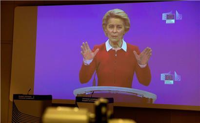 EU-Kommissionspräsidentin Ursula von der Leyen meldete sich gestern per Videoschalte
