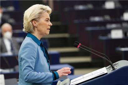 EU-Kommissionspräsidentin Ursula von der Leyen sprach zwar gestern im EU-Parlament, aber nicht zum EuGH-Urteil in Sachen Rechtsstaatsmechanismus
