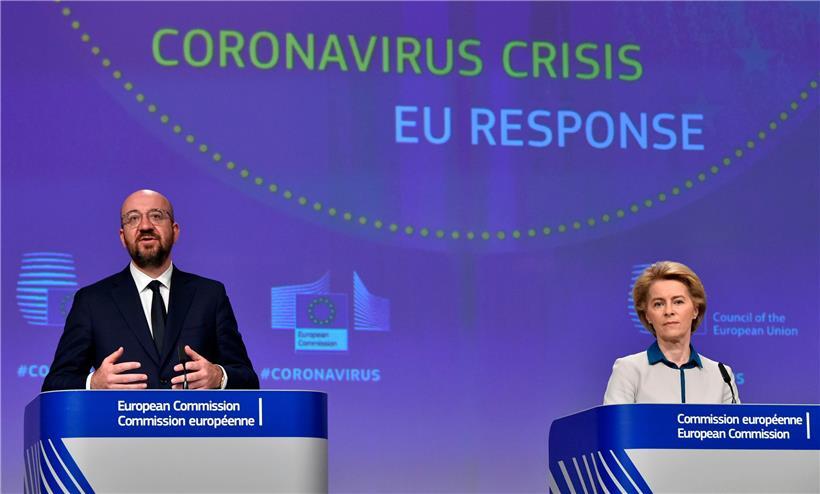 EU-Kommissionspräsidentin Ursula von der Leyen und Ratspräsident Charles Michel präsentierten gestern, wie von den 27 EU-Staaten verlangt, eine EU-Exitstrategie
