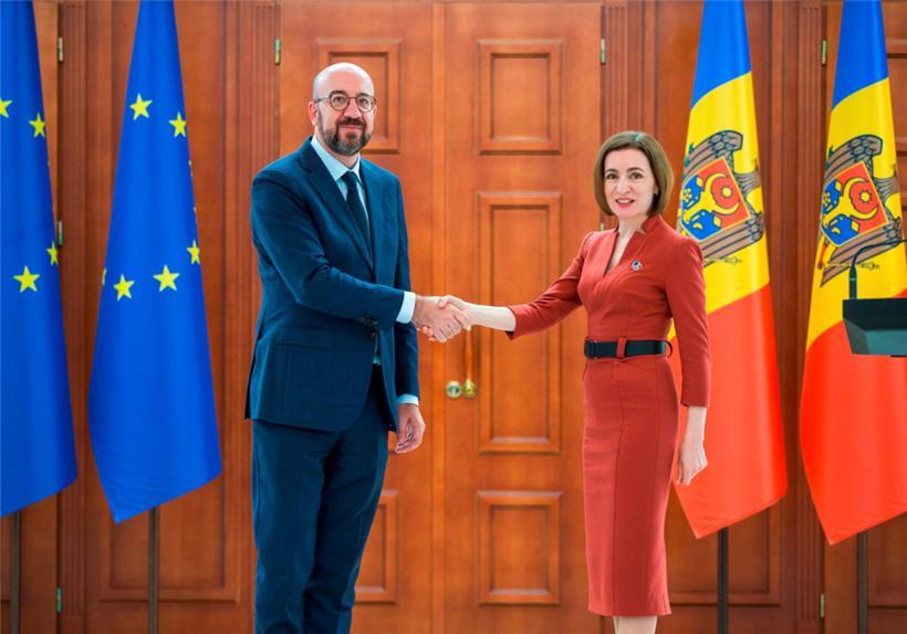 EU-Ratspräsident Charles Michel traf am Mittwoch die moldawische Präsidentin Maia Sandu in Chisinau 
