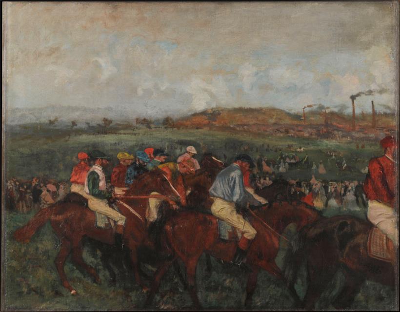 Edgar Degas (1834-1917), Course de gentlemen, Avant le départ (1862), huile sur toile (48,5×61,5 cm), Paris, musée d’Orsay
