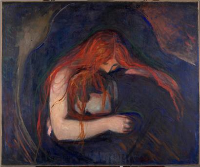 Edvard Munch, Vampire, 1895, Huile sur toile, 91×109 cm, Oslo, Norvège, Munchmuseet
