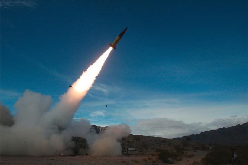 Ein Army Tactical Missile System (ATACMS) bei einem Test in New Mexico/USA
