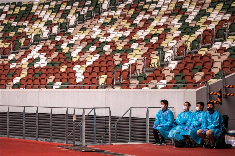 Ein Bild, das bei einem Testevent im Mai aufgenommen wurde, jedoch auch bei Olympia allgegenwärtig sein dürfte: leere Zuschauerränge
