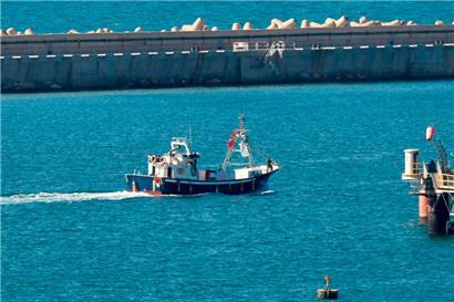 Ein Boot der ersten „Global Sumud Flotilla“ am 2. Oktober in den Gewässern vor Gaza
