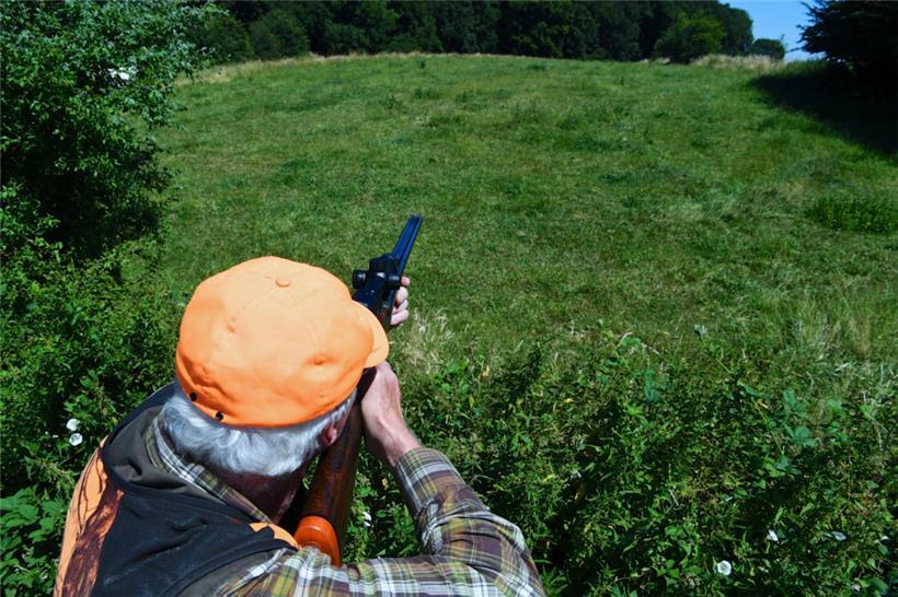 Ein Jäger bei der Jagd auf Wildschweine
