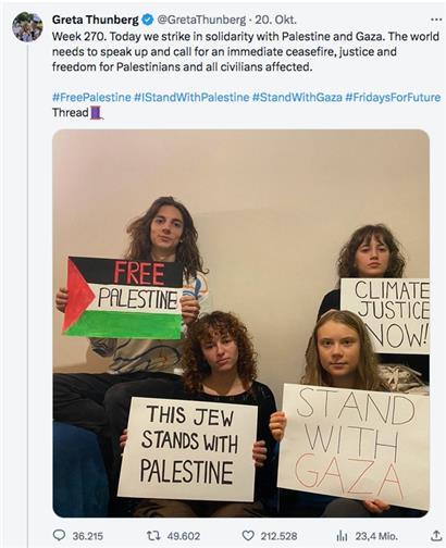 Ein Post auf der X-Seite von Greta Thunberg sorgt für Kritik
