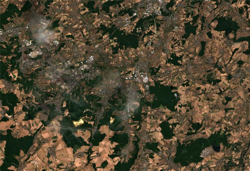 Ein Satellitenbild zeigt den Süden von Luxemburg am 31. Juli
