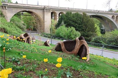 Ein „Special guest“ der LUGA ist Leon Kluge: Seine Installation „On the verge“ verziert einen Hang im Petruss-Tal.
