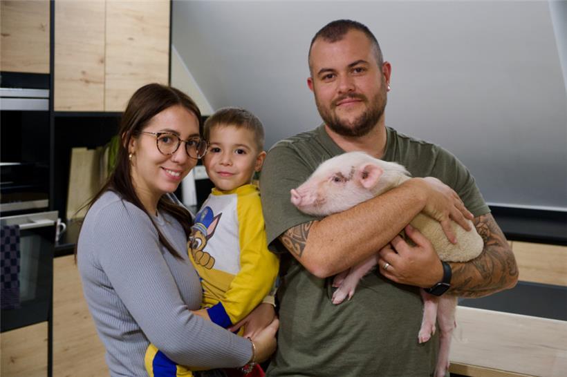 Ein Teil der Familie Pellé: Christelle, Lyano, Yann und Babe
