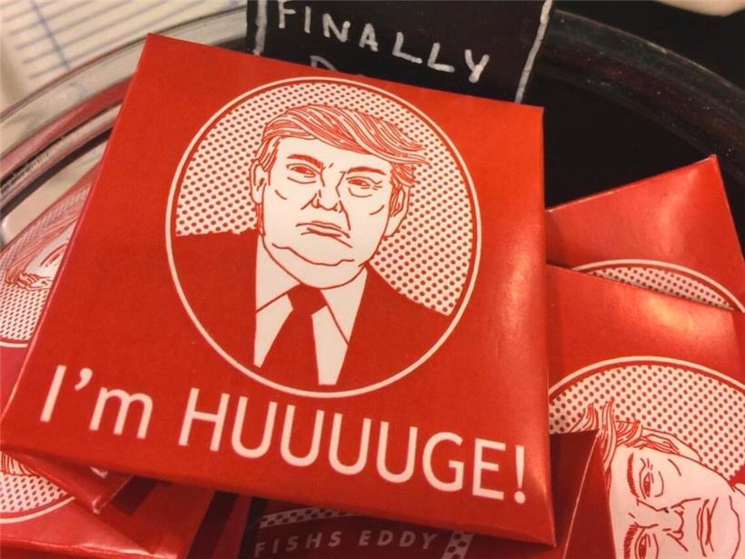 Ein „Trump-Kondom“ mit der Aufschrift „I‘m huuuuge“ (Ich bin riesig)