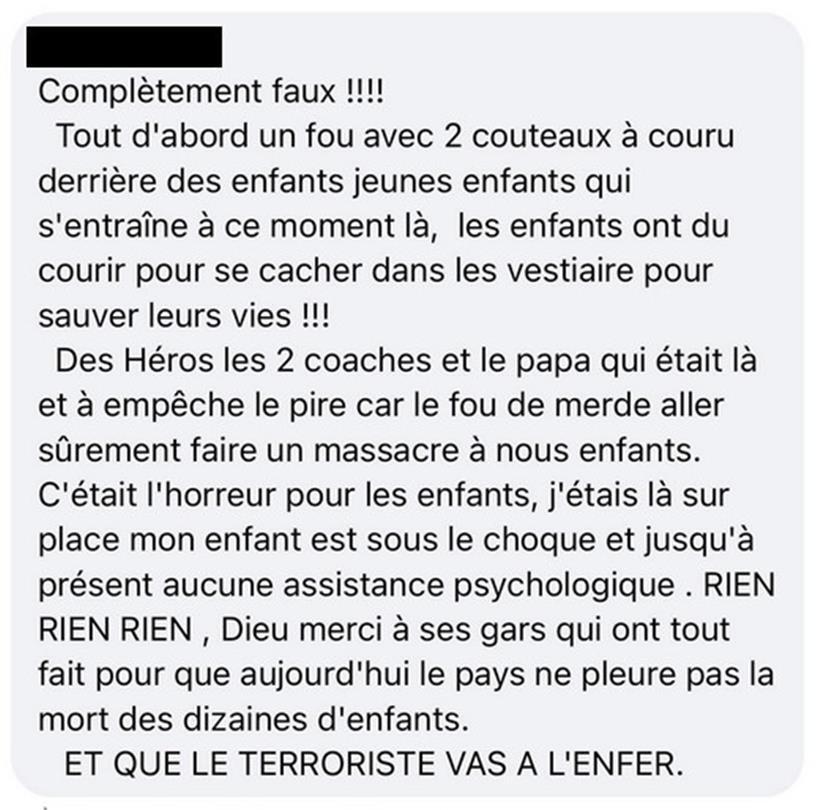 Ein angeblicher Augenzeuge machte diesen Kommentar auf der Facebook-Seite von Essentiel
