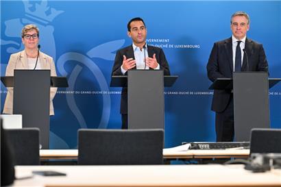 Ein breitgefächerter Plan (v.l.): Gesundheitsministerin Martine Deprez (CSV), Familienminister Max Hahn und Bildungsminister Claude Meisch (beide DP)
