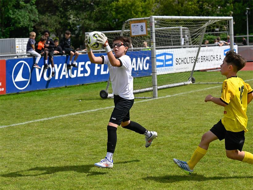Sicherer Torwart fängt Ball im Fußballspiel – wichtiger Teamspieler für jede Mannschaft