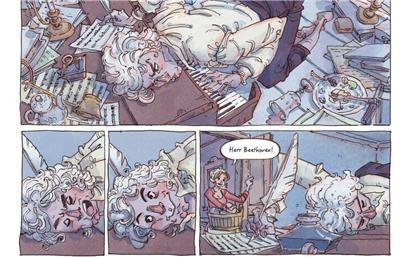 Ein unkonventioneller Ansatz – in diesem Comic über Beethoven wird über 40 Seiten lang dessen Anlitz nicht gezeigt.
