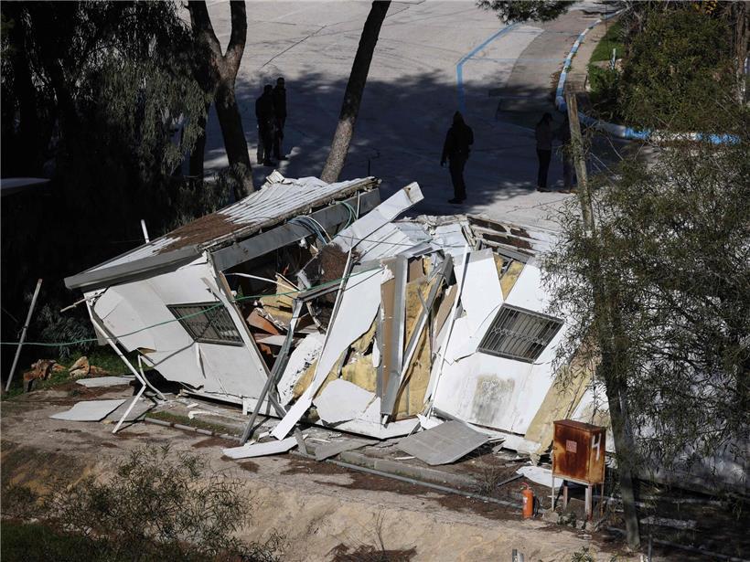 Zerstörtes Gebäude auf dem Gelände des UNRWA-Hauptquartiers in Sheikh Jarrah, Ostjerusalem, nach israelischer Annexion