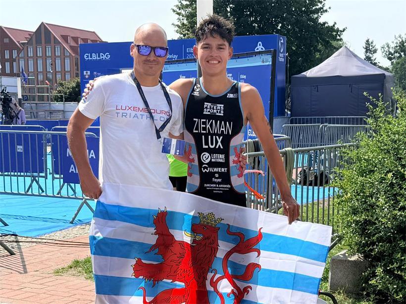 Luxemburger Sebastian Ziekman wird Junioren-Europameister im Triathlon Ein zufriedener Nationaltrainer an der Seite des neuen Junioren-Europameisters