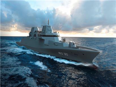 Eine Computersimulation des Mehrzweckkampfschiffes MKS 180
