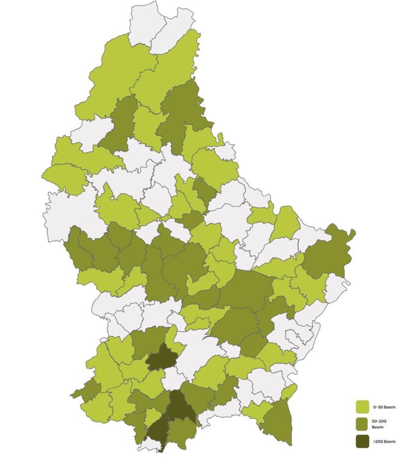 Eine Karte mit allen teilnehmenden Gemeinden
