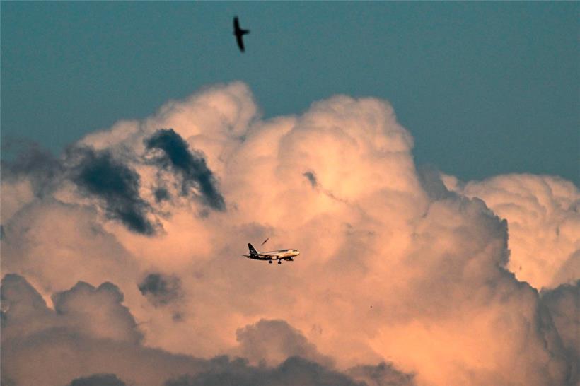 Eine Lufthansa-Maschine über Frankfurt: Auch Europa ist gefährdet
