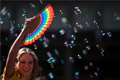 Eine Teilnehmerin am Pride March in Mailand am vergangenen Wochenende
