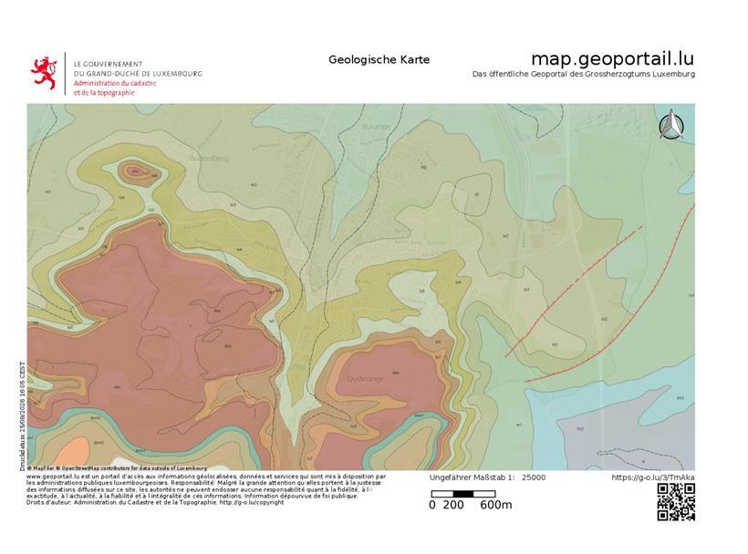 Opposition fordert Karten für risikobehaftete Zonen in Düdelingen Eine geologische Karte mit den unterschiedlichen Bodenarten in Düdelingen. Ton ist in den grünlichen Bereichen zu finden.