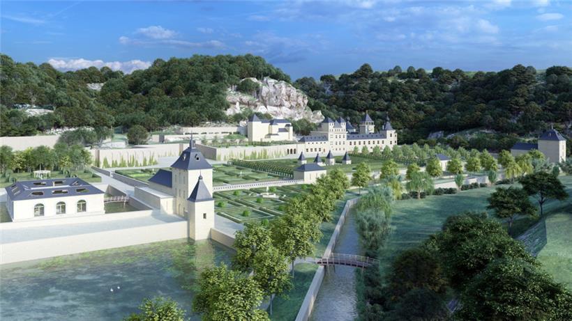 Eine prächtige Anlage: So könnte Schloss Mansfeld im 16. Jahrhundert ausgesehen haben. Das Bild, das die „Amis du Château de Mansfeld“ haben erstellen lassen, beruht auf historischen Aufnahmen.
