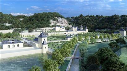 Eine prächtige Anlage: So könnte Schloss Mansfeld im 16. Jahrhundert ausgesehen haben. Das Bild, das die „Amis du Château de Mansfeld“ haben erstellen lassen, beruht auf historischen Aufnahmen.
