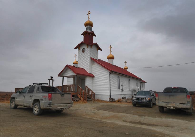 Eine russisch-orthodoxe Kirche in Alaska: Insgesamt gibt es dort noch mehr als 35, manche mit den typischen Kuppeln

