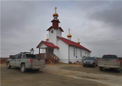 Eine russisch-orthodoxe Kirche in Alaska: Insgesamt gibt es dort noch mehr als 35, manche mit den typischen Kuppeln
