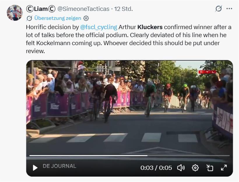 Arthur Kluckers wird trotz Verlassens der Fahrlinie nach umstrittener FSCL-Entscheidung als Sieger bestätigt.