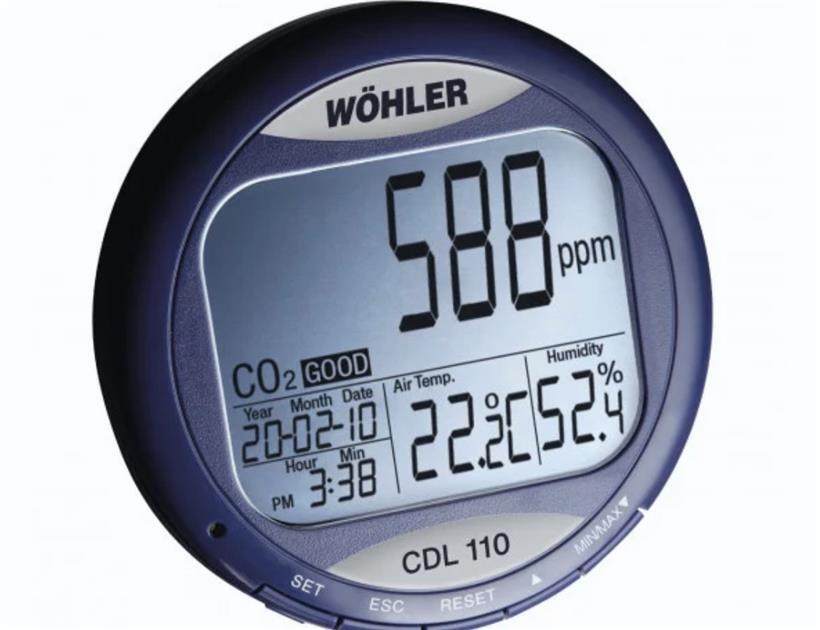 Einer der CO2-Messer, die das Bildungsministerium bestellt hat: Modell „CDL 110 CO2“ der Marke Wöhler

